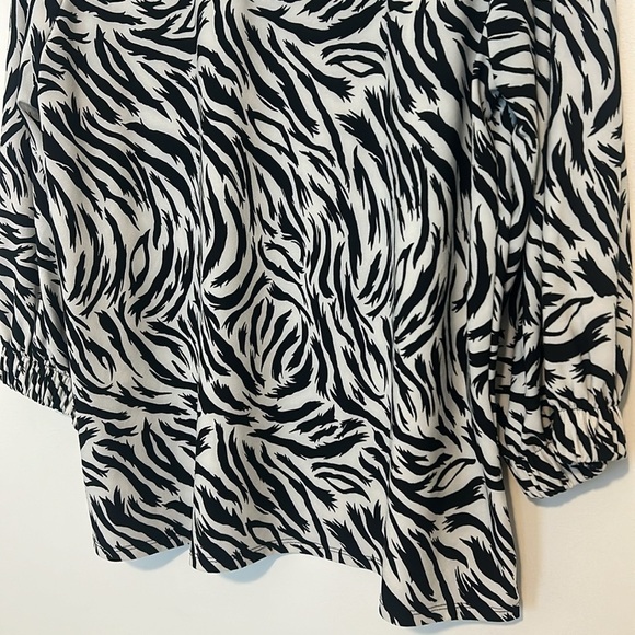 Halogen Hidden Button Long Sleeve Blouse in Black Feather Tiger, Large - Picture 8 of 10